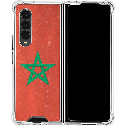 Morocco Flag Distressed Galaxy Z Fold4 5G Clear Case